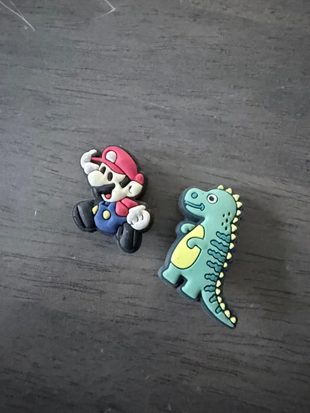 Crocs shoe charm Mario and Dinosaur Pair - Fun Game-Inspired Designs